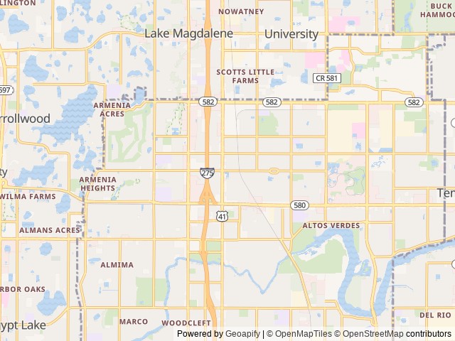 Map of Tampa RV Park location at Tampa, FL, United States