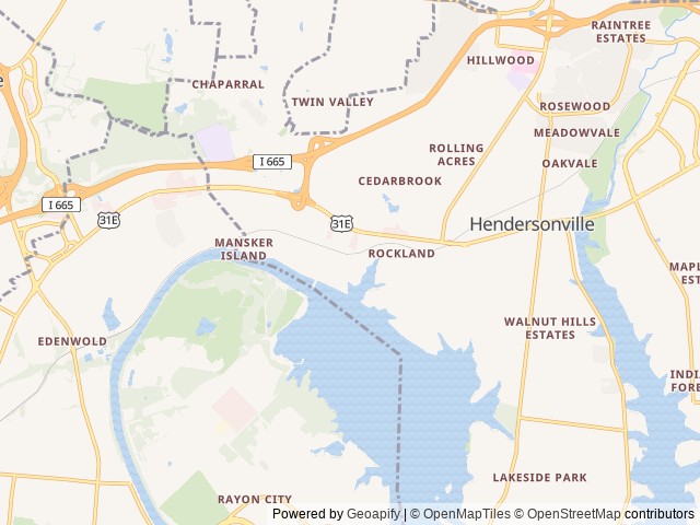 Map of Rockland Recreation Area location at Hendersonville, TN, United States