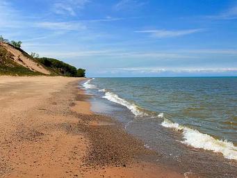 The water laps upon the shoreline at Central Avenue Beach.