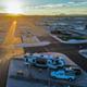 Aerial view of Buckeye Ranch RV Resort at sunset — overnight RV park near I-10 in Tonopah, Arizona, with full-hookup sites and easy interstate access.