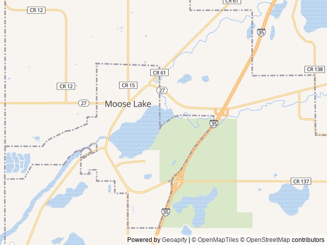 Map of Moose Lake City Campground location at Moose Lake, MN, United States