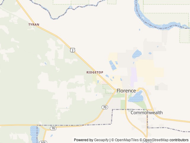 Map of Camping In The Clouds location at Florence, WI, United States