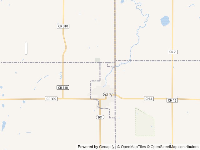 Map of Talking Waters Campground location at Gary, SD, United States