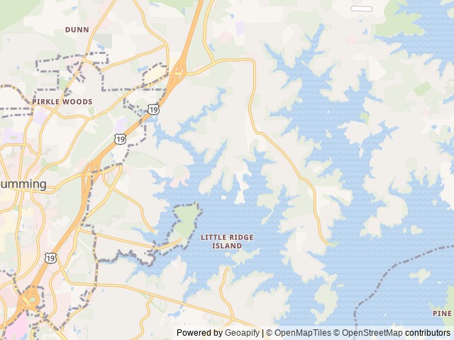Map of Bald Ridge Creek location at Cumming, GA, United States