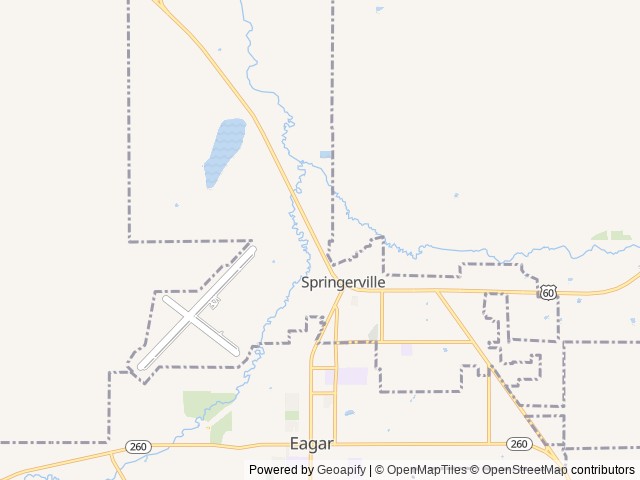 Map of Gristmill Farms RV Park location at Springerville, AZ, United States