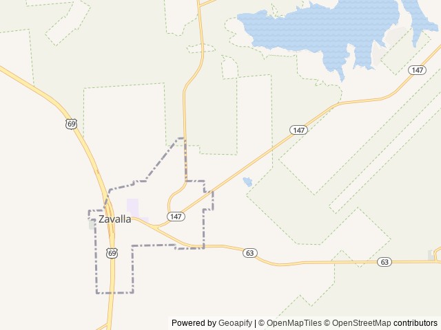 Map of Crankbait Cove RV Park location at Zavalla, TX, United States