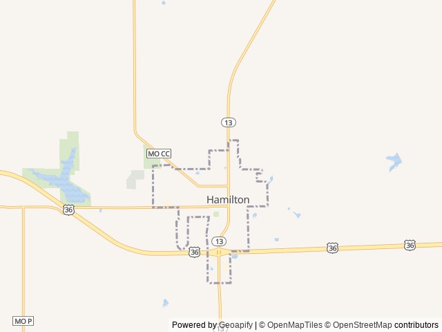 Map of A Country Charm RV & Cabins location at Hamilton, MO, United States