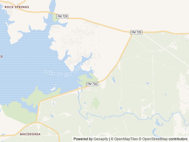 Map of Buckhorn Creek location at Jefferson, TX, United States