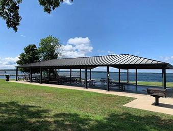 Picnic shelter at the Spillway Recreation Area.