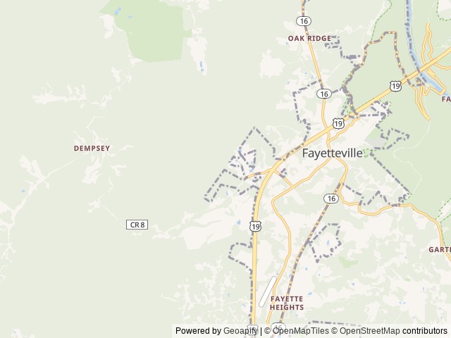 Map of Rifrafters Campground location at Fayetteville, WV, United States