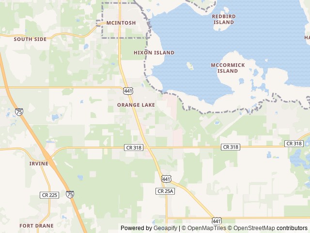 Map of Sun Retreats Ocala Orange Lake location at Citra, FL, United States