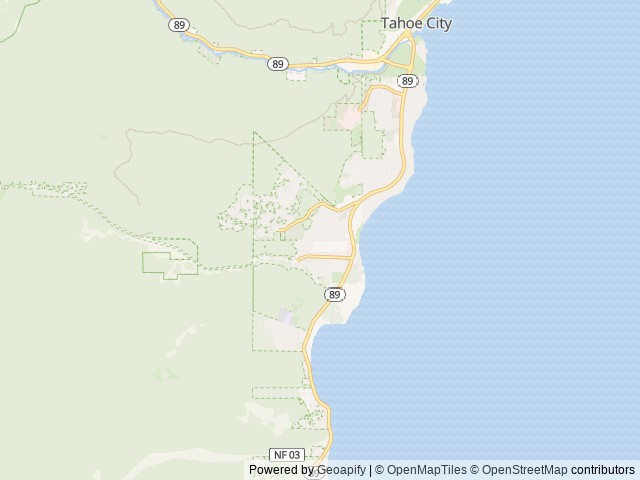 Map of William Kent Campground location at Tahoe City, CA, United States