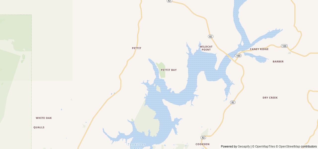 Map of Pettit Bay location at Gore, OK, United States