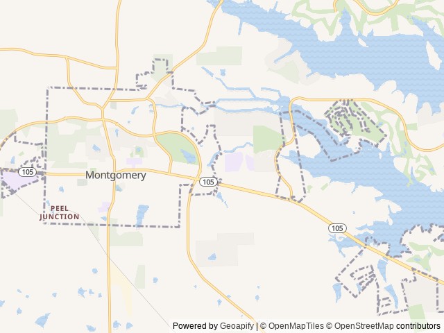 Map of Lake Conroe / Houston North KOA Holiday location at Montgomery, TX, United States
