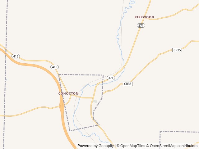 Map of Stetson's Tumble Hill Campground location at Cohocton, NY, United States