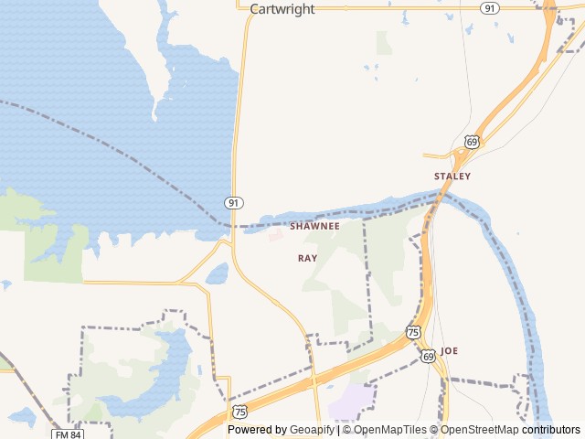 Map of Damsite Texas location at Denison, TX, United States