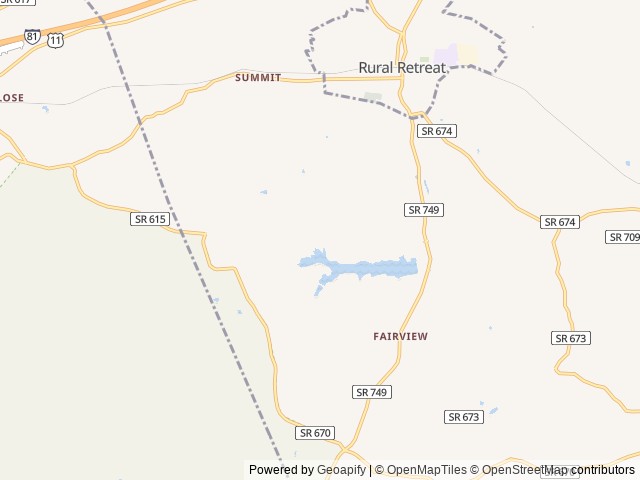 Map of Rural Retreat Campground location at Rural Retreat, VA, United States