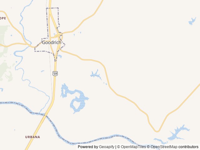 Map of Camp Cameron location at Goodrich, TX, United States