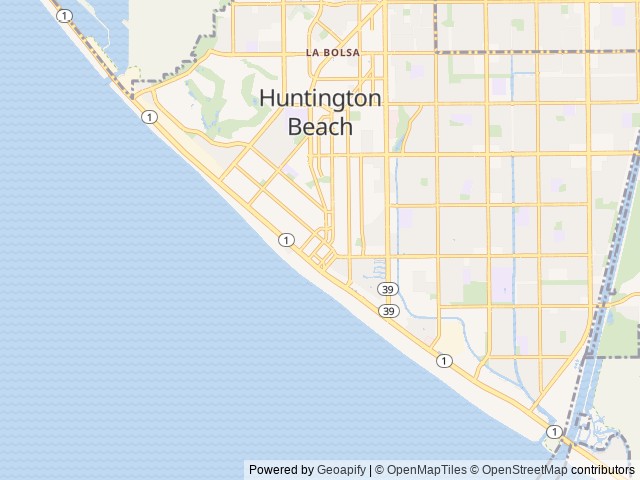 Map of Huntington Beach RV Campground location at Huntington Beach, CA, United States