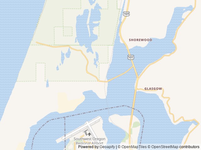 Map of Boxcar Hill Campground location at North Bend, OR, United States