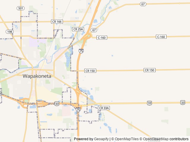 Map of Wapakoneta KOA Journey location at Wapakoneta, OH, United States