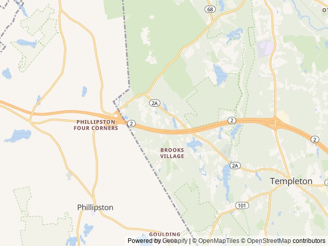 Map of Peaceful Pines Family Campground location at Templeton, MA, United States