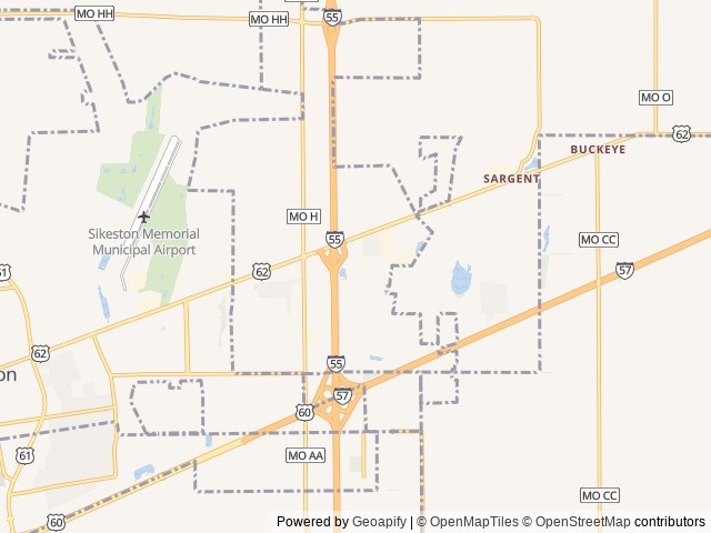 Map of Hinton RV Park location at Sikeston, MO, United States