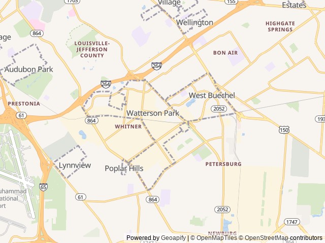 Map of Fort Bluegrass MH & RV Park location at Louisville, KY, United States