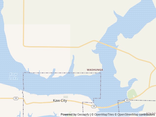 Map of Washunga Bay location at Ponca City, OK, United States
