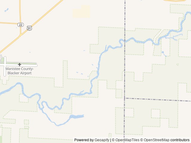 Map of Coho Bend Campground location at Manistee, MI, United States