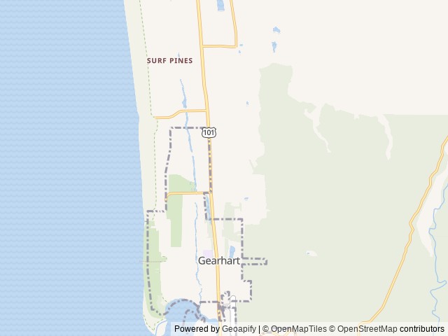 Map of Bud's RV Park and Campground location at Gearhart, OR, United States