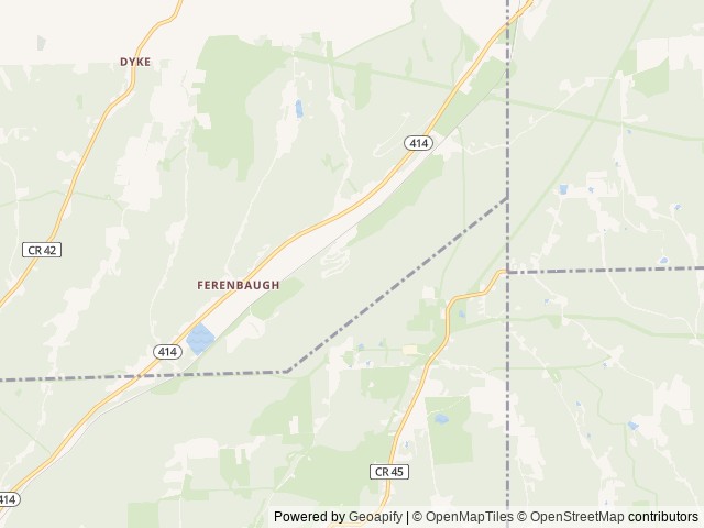 Map of Ferenbaugh Campground & Recreational Center location at Corning, NY, United States