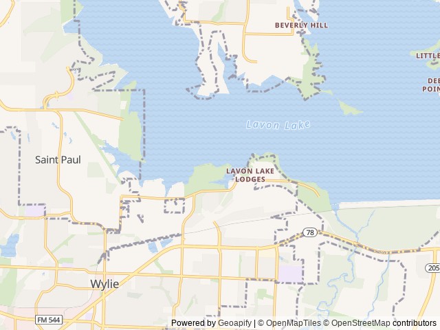 Map of East Fork (TX) location at Wylie, TX, United States