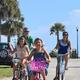 Family riding bikes