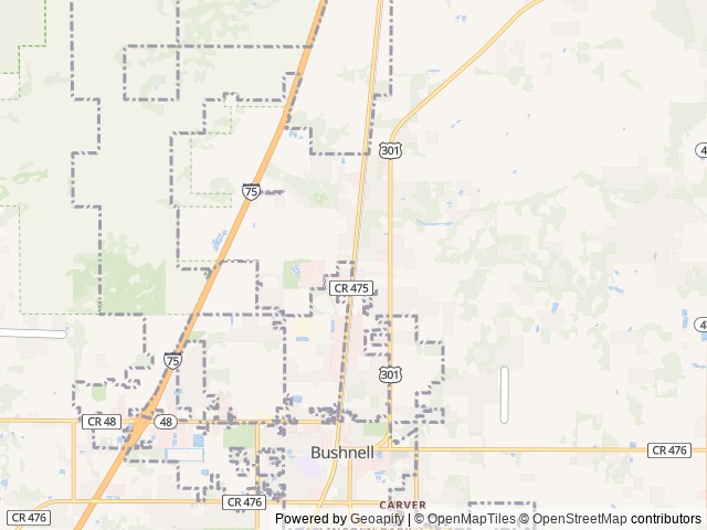 Map of Paradise Oaks RV Resort location at Bushnell, FL, United States