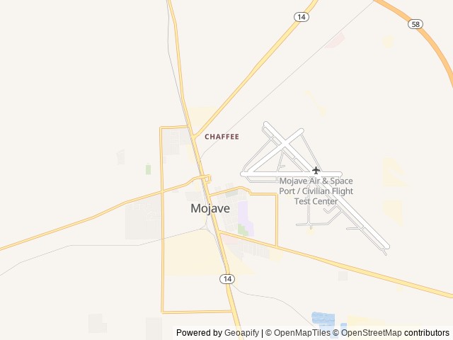Map of Spaceport RV Park location at Mojave, CA, United States