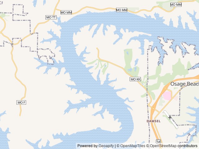 Map of Laketime RV Ozarks location at Osage Beach, MO, United States
