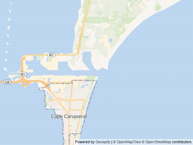 Map of Jetty Park location at Cape Canaveral, FL, United States
