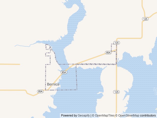 Map of Monkey Time RV Park location at Bernice, OK, United States