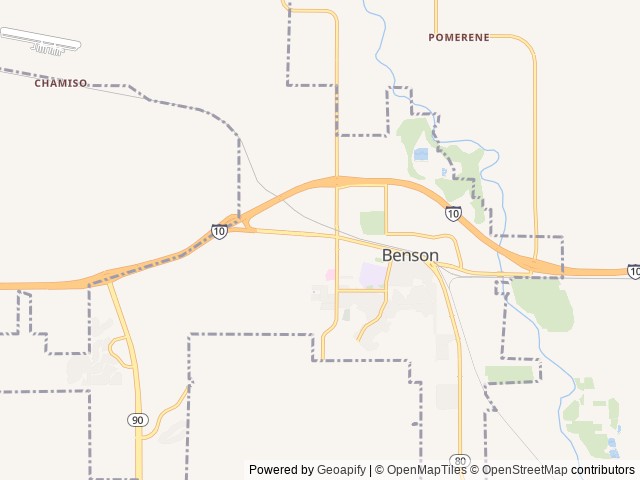 Map of Butterfield RV Resort and Observatory location at Benson, AZ, United States