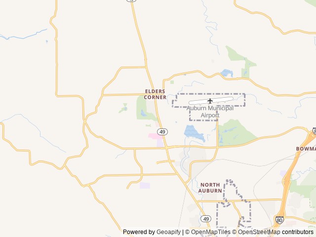 Map of Auburn Gold Country RV Park location at Auburn, CA, United States