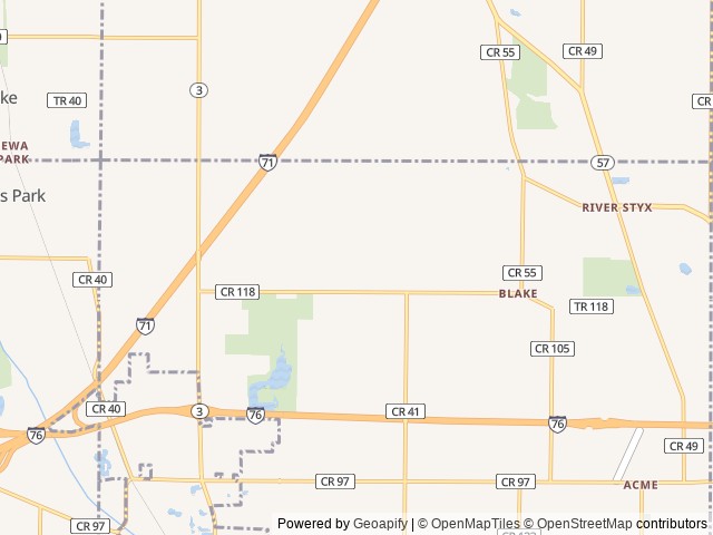 Map of Maple Lakes Campground location at Seville, OH, United States