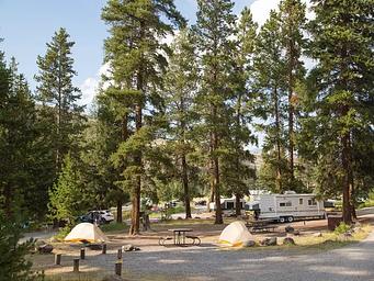 Tower Fall Campground View with Tents and RV's