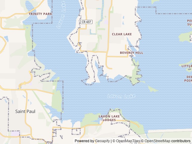 Map of Hidden Acres RV Park location at Lavon, TX, United States