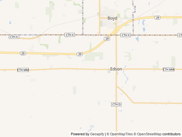 Map for Mindy and Taylor’s family friendly RV Rental near Boyd, MN