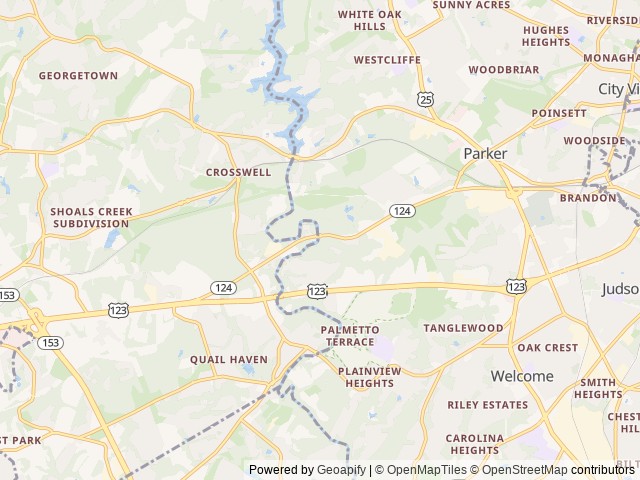 Map of Saluda Outdoor Center location at Easley, SC, United States