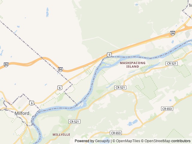 Map of Kittatinny's River Beach Campground location at Milford, PA, United States