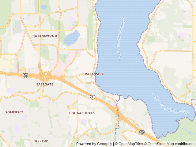 Map of Vasa Park Resort location at Bellevue, WA, United States