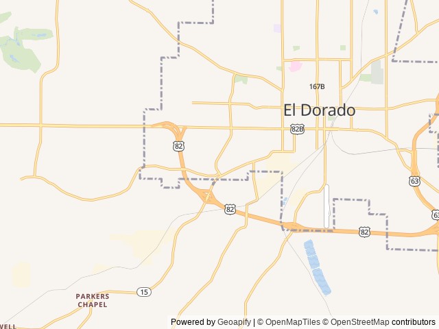Map of The Barn RV Park location at El Dorado, AR, United States