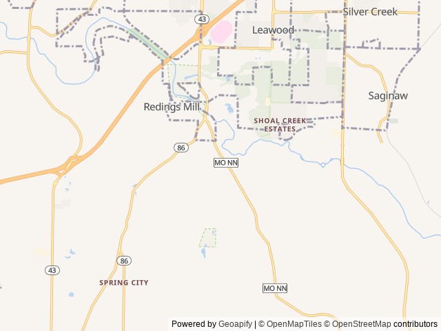 Map of Rivers Bend Family Resort location at Joplin, MO, United States
